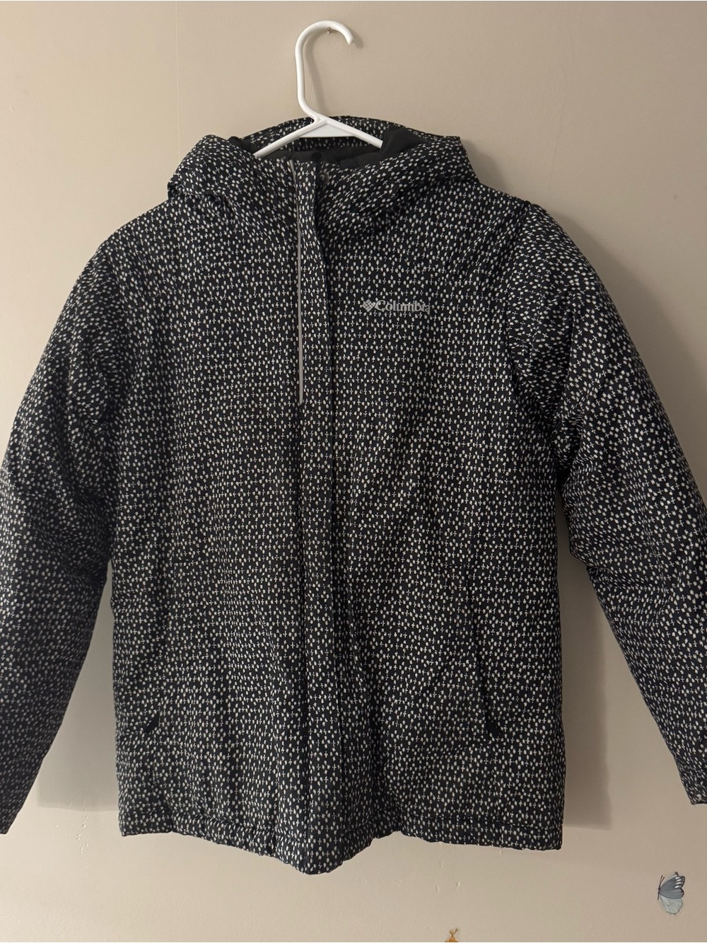 Columbia Black & White Speckled Girls Winter Jacket